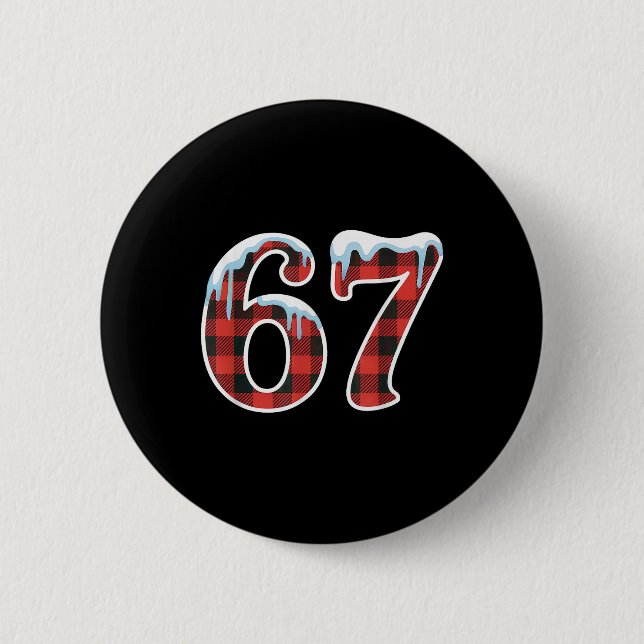 67 Christmas Meme Funny Six Seven Slang  Button (Vorderseite)