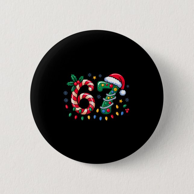 67 Christmas Meme Six Seven Xmas Funny Boys Girls  Button (Vorderseite)