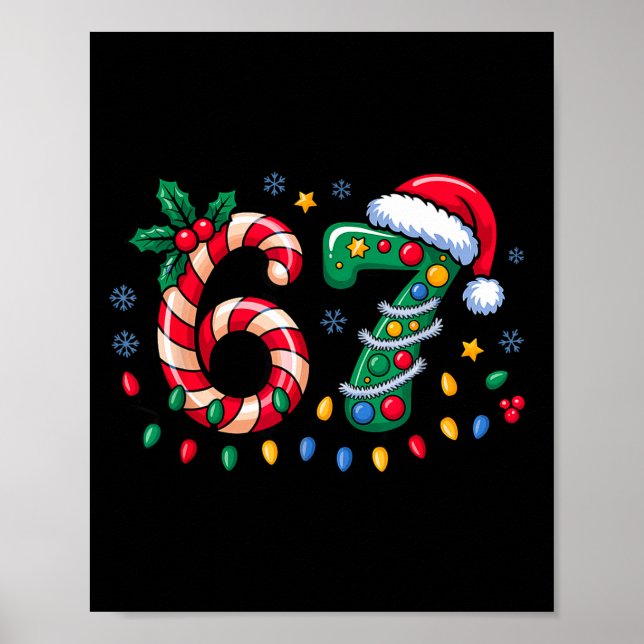 67 Christmas Meme Six Seven Xmas Funny Boys Girls  Poster (Vorne)
