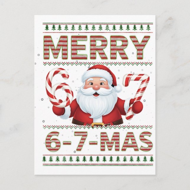67 Christmas Merry 6 7 Mas Ugly Xmas Six Seven Einladungspostkarte (Vorderseite)