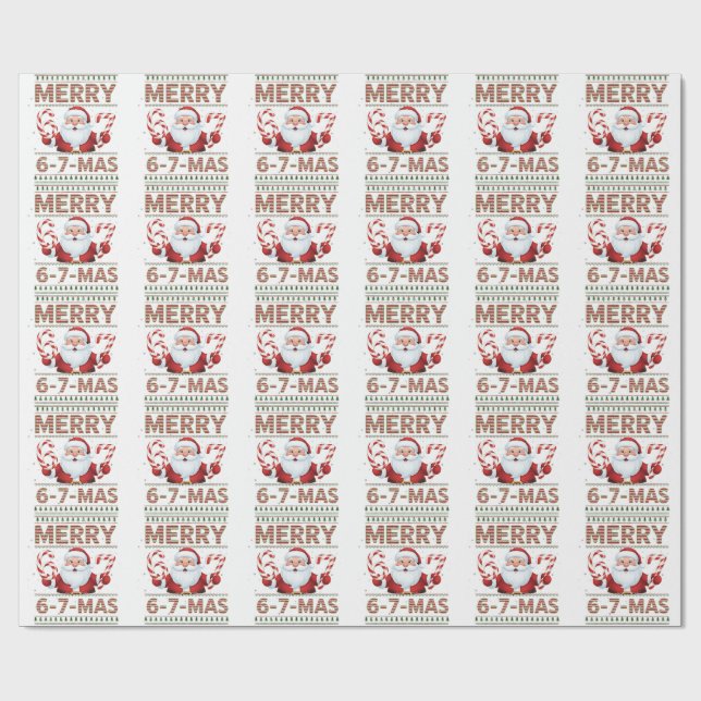 67 Christmas Merry 6 7 Mas Ugly Xmas Six Seven Geschenkpapier (Flach)