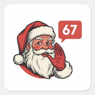 67 Christmas Merry Six Seven Brainrot Santa Claus Quadratischer Aufkleber