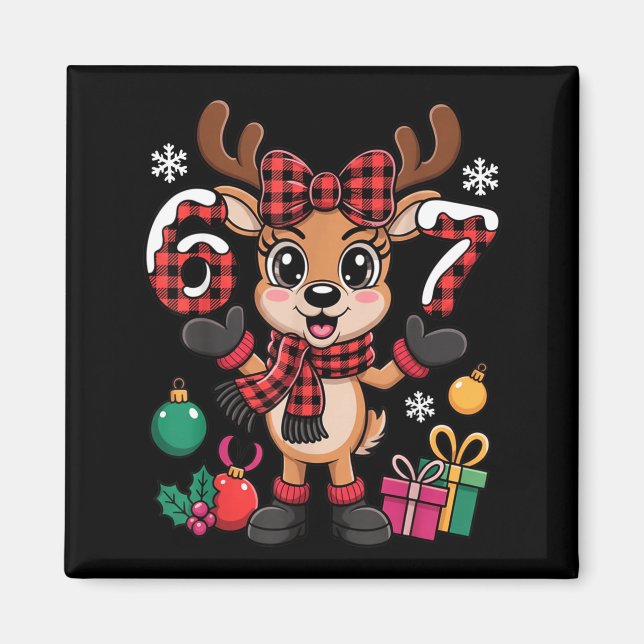 67 Christmas Outfit Women Meme Reindeer Six Seven  Magnet (Vorne)
