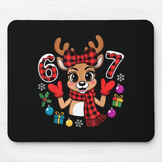67 Christmas Outfit Women Meme Reindeer Six Seven  Mousepad (Vorne)
