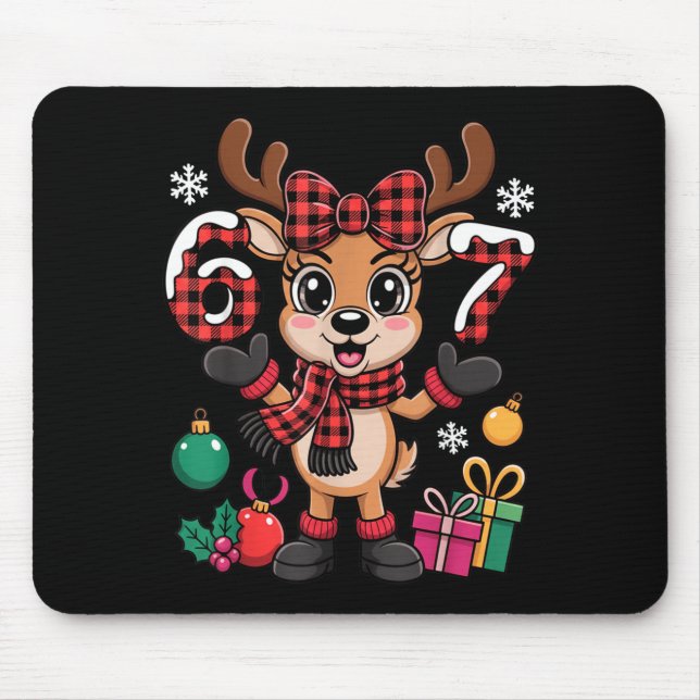 67 Christmas Outfit Women Meme Reindeer Six Seven  Mousepad (Vorne)