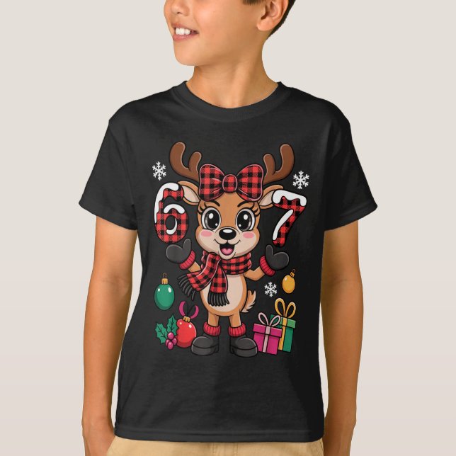 67 Christmas Outfit Women Meme Reindeer Six Seven  T-Shirt (Vorderseite)