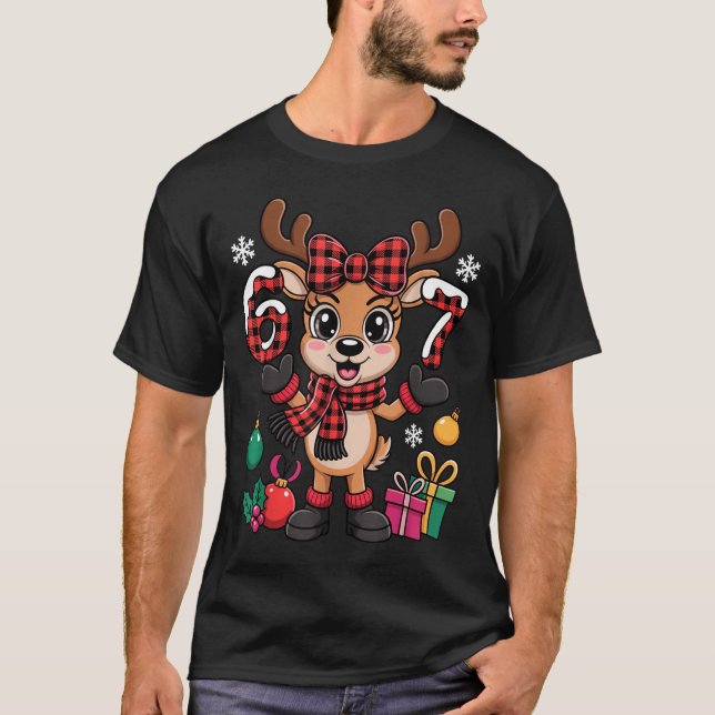 67 Christmas Outfit Women Meme Reindeer Six Seven  T-Shirt (Vorderseite)