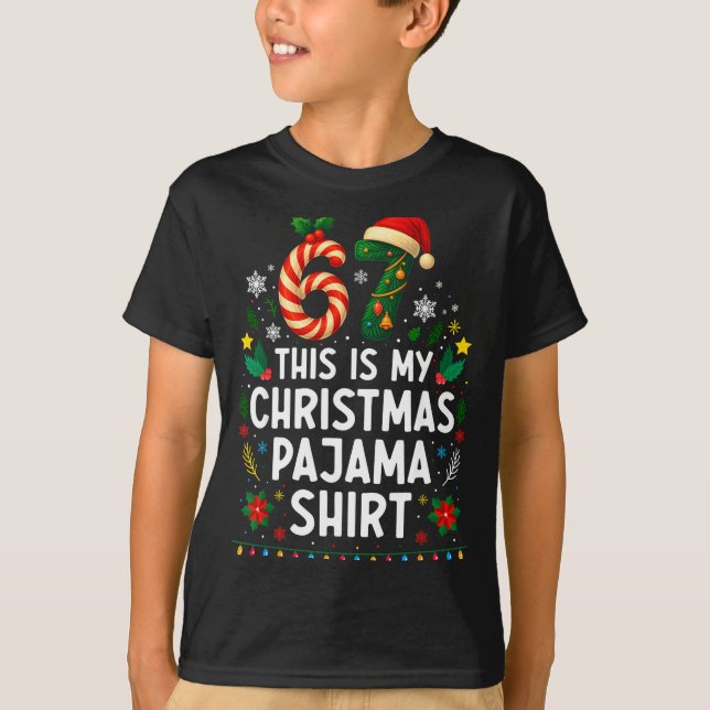 67 Christmas Pajama Shirt 6 7 Funny Meme Teen Boys (Vorderseite)