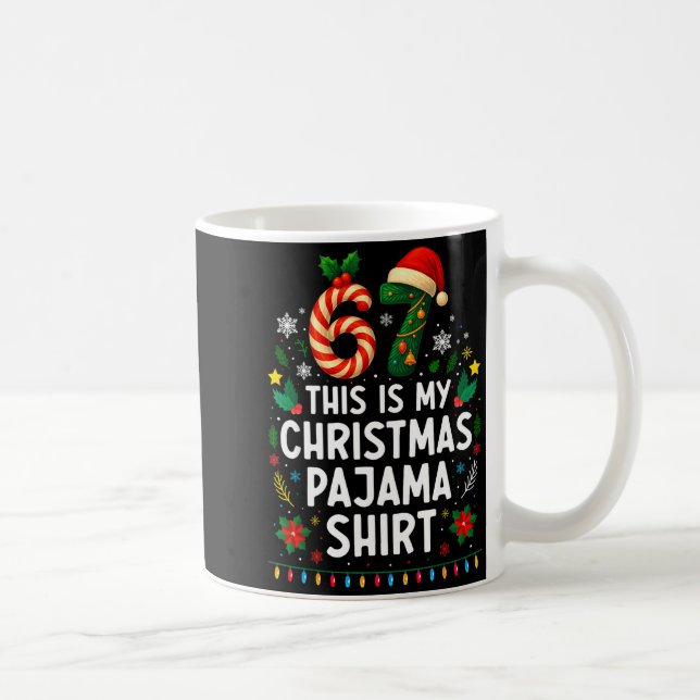 67 Christmas Pajama Shirt 6 7 Funny Meme Teen Boys Kaffeetasse (Rechts)