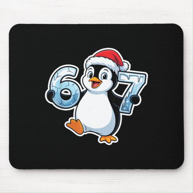 67 Christmas Penguin Santa Hat Birthday Holiday  Mousepad (Vorne)