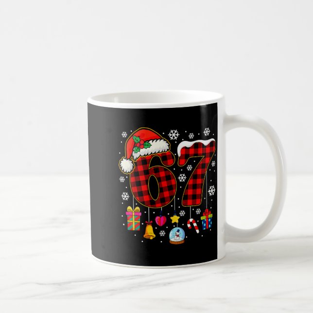 67 Christmas Red Plaid 6 7 Six Seven Boys Christma Kaffeetasse (Rechts)
