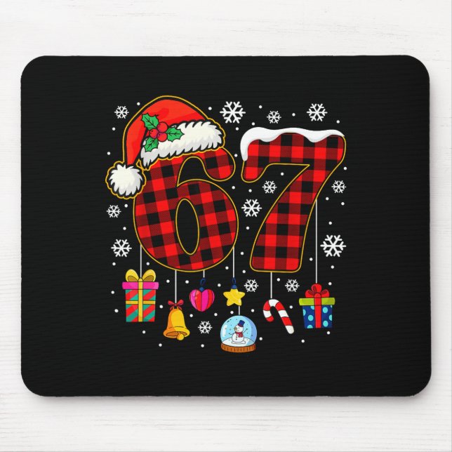 67 Christmas Red Plaid 6 7 Six Seven Boys Christma Mousepad (Vorne)