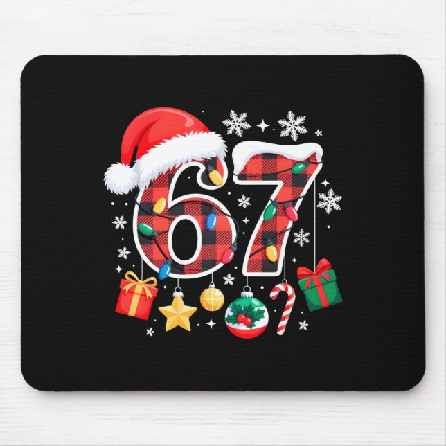 67 Christmas Red Plaid 6 7 Six Seven Boys Christma Mousepad (Vorne)