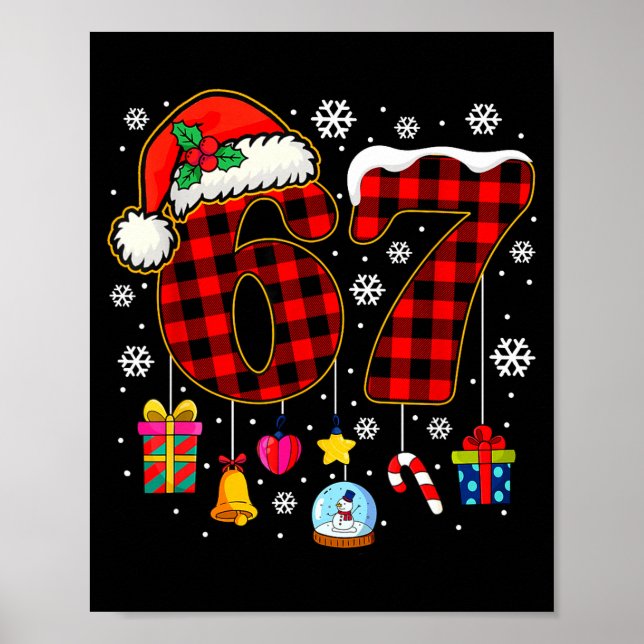 67 Christmas Red Plaid 6 7 Six Seven Boys Christma Poster (Vorne)