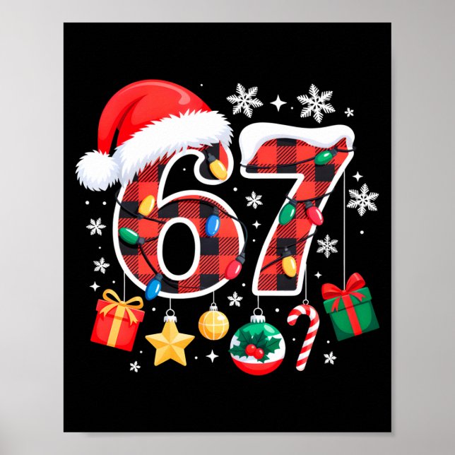 67 Christmas Red Plaid 6 7 Six Seven Boys Christma Poster (Vorne)