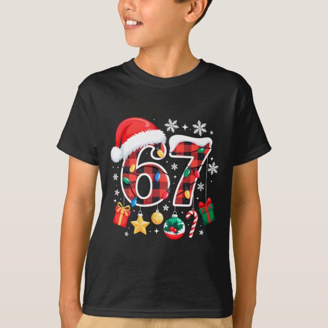 67 Christmas Red Plaid 6 7 Six Seven Boys Christma T-Shirt (Vorderseite)