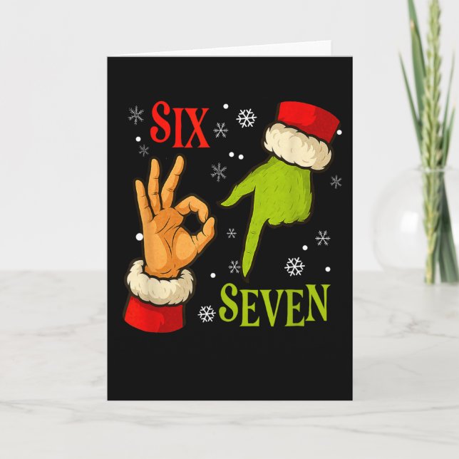 67 Christmas Santa Claus Green 6 7 Internet Meme X Karte (Vorderseite)