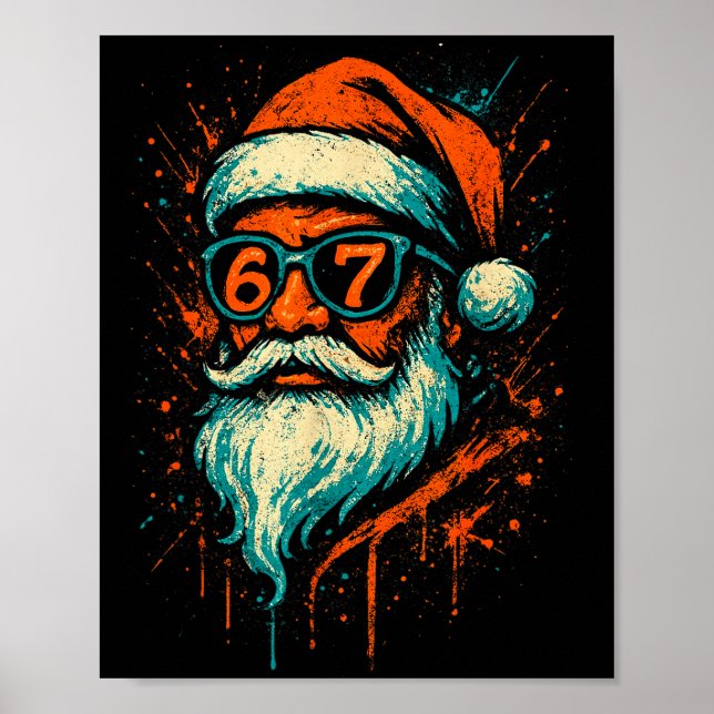 67 Christmas Santa Face 6 7 Meme Six Seven Teen Bo Poster (Vorne)