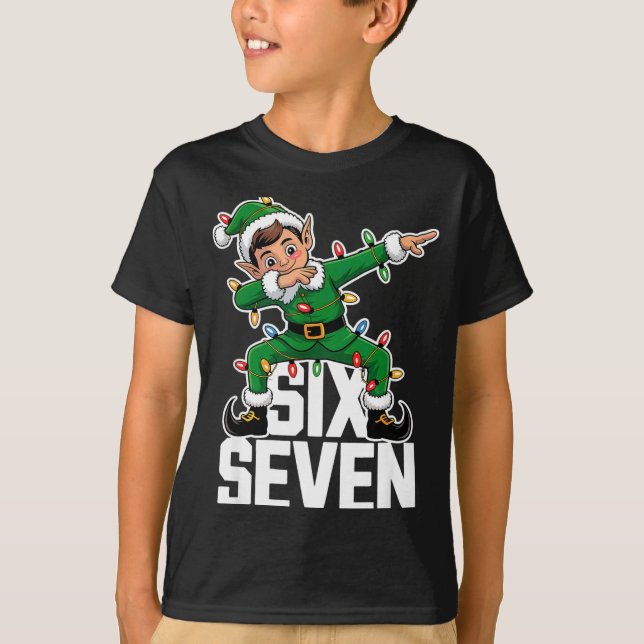 67 Christmas Six Seven 6 7 Meme Funny Dabbing Elf  T-Shirt (Vorderseite)