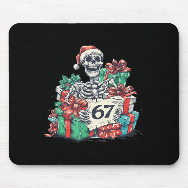 67 Christmas Skeleton Xmas Santa Hat Six Seven Fun Mousepad (Vorne)