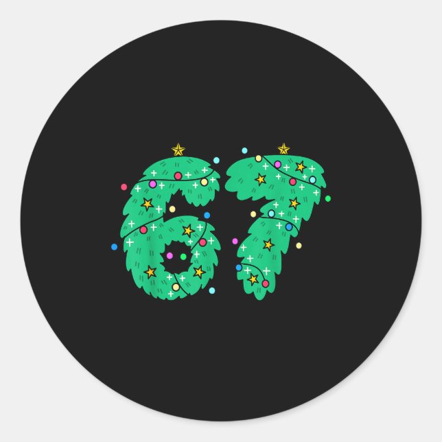 67 Christmas Tree For Kids Boys Girls Meme Six Sev Runder Aufkleber (Vorderseite)