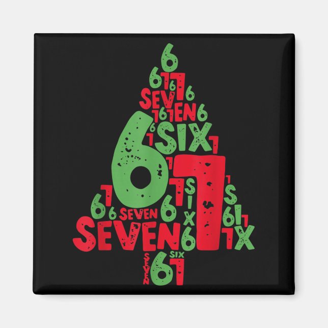 67 Christmas Tree Holiday Six Seven Meme Brainrot  Magnet (Vorne)