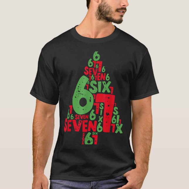 67 Christmas Tree Holiday Six Seven Meme Brainrot  T-Shirt (Vorderseite)