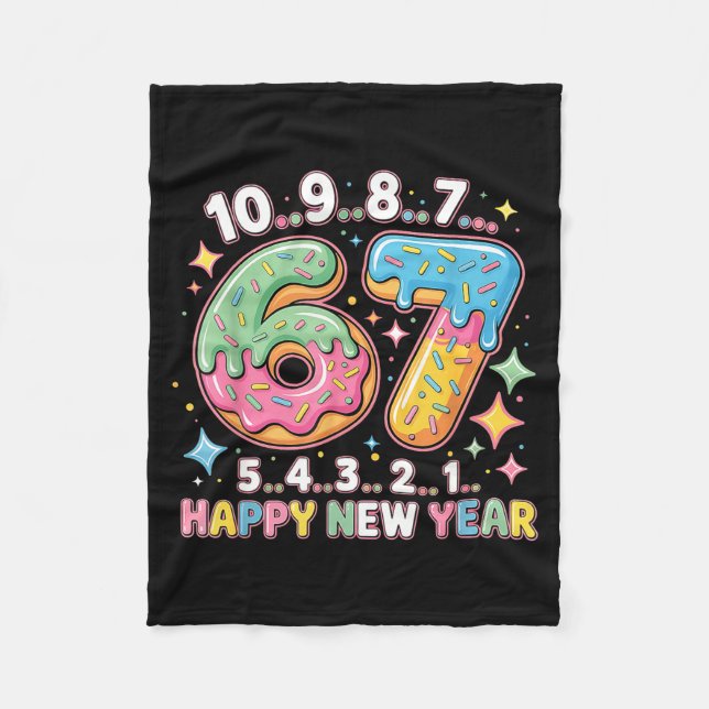 67 Countdown Happy New Year 2026 Funny Donut Numbe Fleecedecke (Vorderseite)