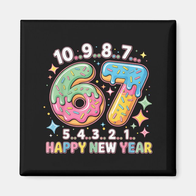 67 Countdown Happy New Year 2026 Funny Donut Numbe Magnet (Vorne)