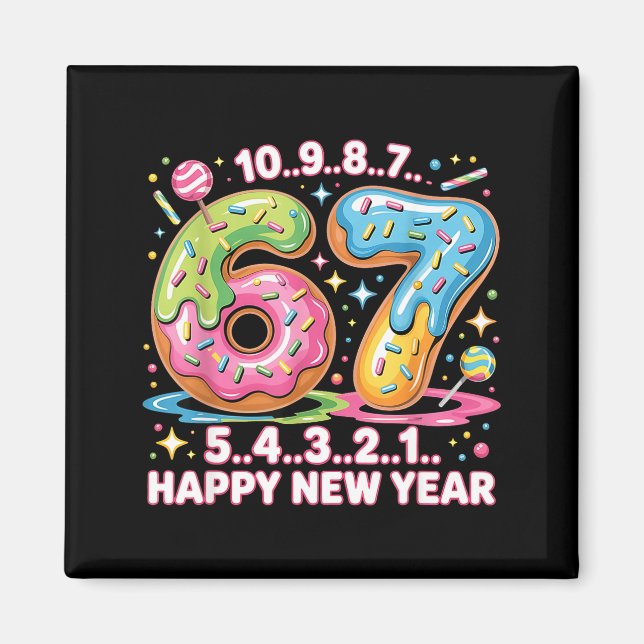 67 Countdown Happy New Year 2026 Funny Donut Numbe Magnet (Vorne)