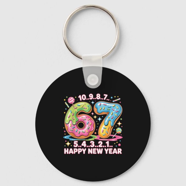 67 Countdown Happy New Year 2026 Funny Donut Numbe Schlüsselanhänger (Vorderseite)