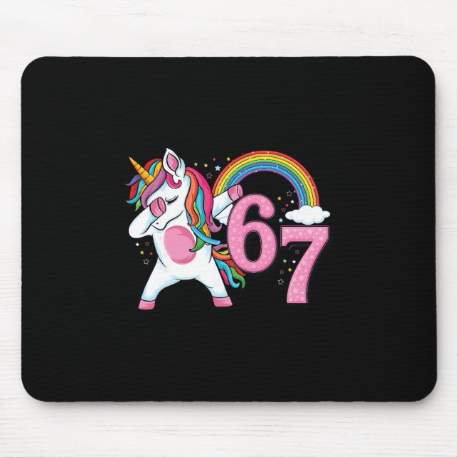 67 Dabbing Einhorn für Mädchen sechs sieben Meme K Mousepad (Vorne)