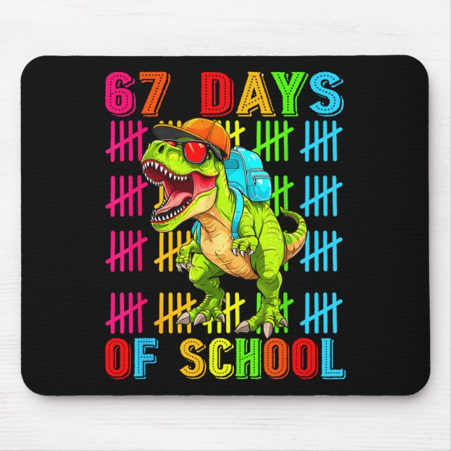 67 Days Of School 67th Day Dinosaur For Boys Mens  Mousepad (Vorne)