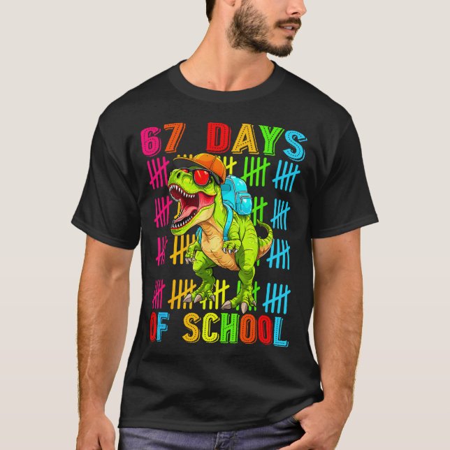 67 Days Of School 67th Day Dinosaur For Boys Mens  T-Shirt (Vorderseite)