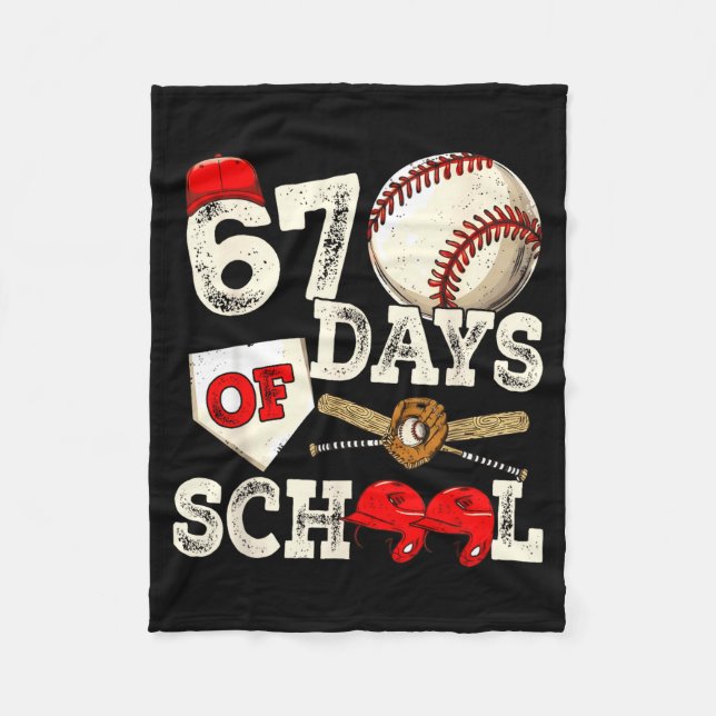 67 Days Of School 67th Day Funny Baseball Meme Men Fleecedecke (Vorderseite)