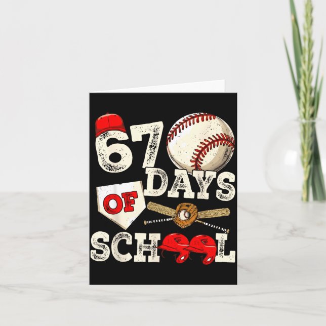 67 Days Of School 67th Day Funny Baseball Meme Men Karte (Vorderseite)