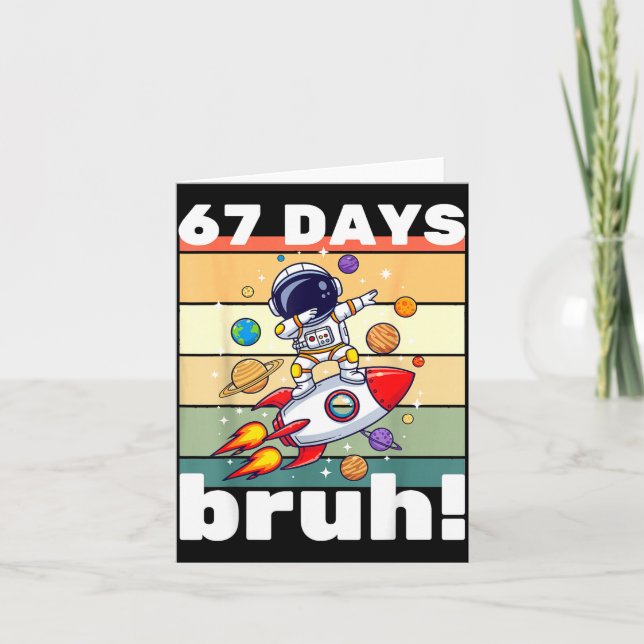 67 Days Of School Bruh Funny Meme Kids Dabbing Ast Karte (Vorderseite)