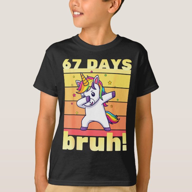 67 Days Of School Bruh Funny Teacher Kids Dabbing  T-Shirt (Vorderseite)
