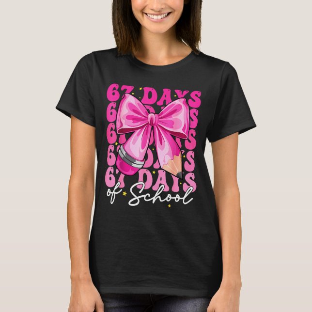 67 Days Of School Coquette Bow Six Seven Meme Teac T-Shirt (Vorderseite)
