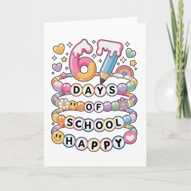 67 Days of School Cute Teacher Colorful Classroom Karte (Vorderseite)