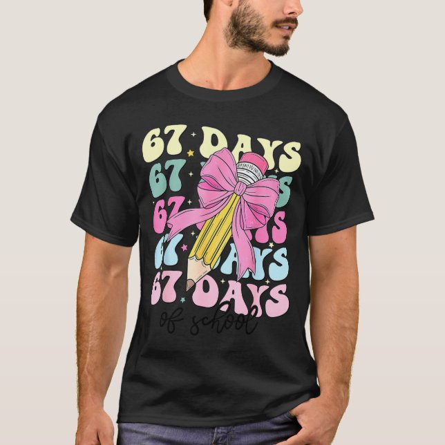 67 Days Of School Girls Coquette Bow 67th Day Of S T-Shirt (Vorderseite)
