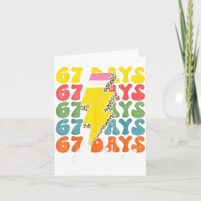 67 Days Of School Lightning Bolt Pencil Teachers S Karte (Vorderseite)