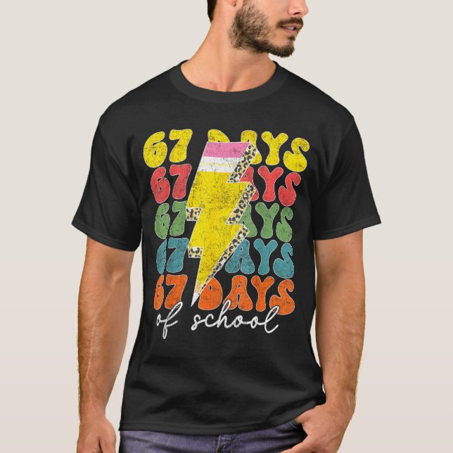 67 Days Of School Lightning Bolt Pencil Teachers S T-Shirt (Vorderseite)