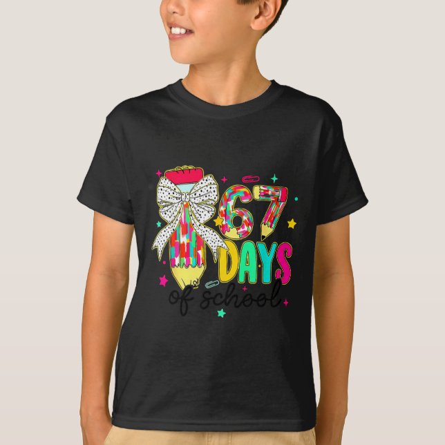 67 Days Of School Pencil Coquette Teacher Student  T-Shirt (Vorderseite)