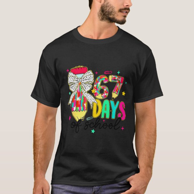 67 Days Of School Pencil Coquette Teacher Student  T-Shirt (Vorderseite)