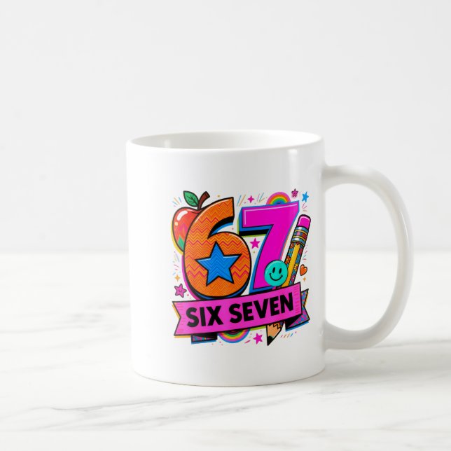 67 Days School 67 Six Seven Funny 67 Teachers Stud Kaffeetasse (Rechts)