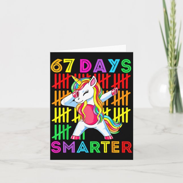 67 Days Smarter Kids Girls Unicorn 67th Day Of Sch Karte (Vorderseite)