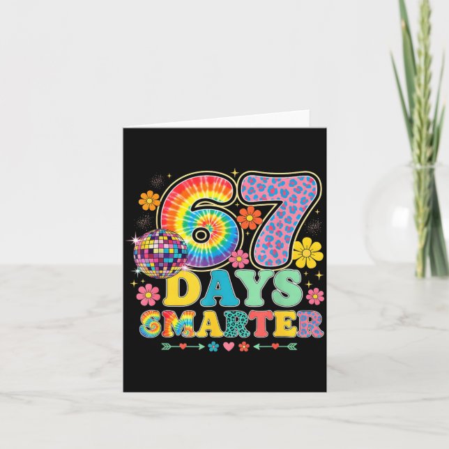 67 Days Smarter Tie Dye Girls Student Teacher 67 M Karte (Vorderseite)