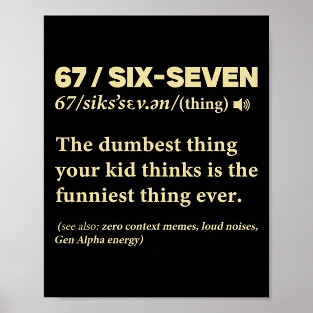 67 Definition Bedeutung Sechs Sieben Lustiges Meme Poster (Vorne)