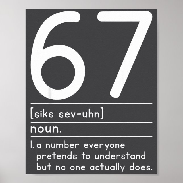 67 Definition The Meaning Of 67 Meme Funny Six Sev Poster (Vorne)